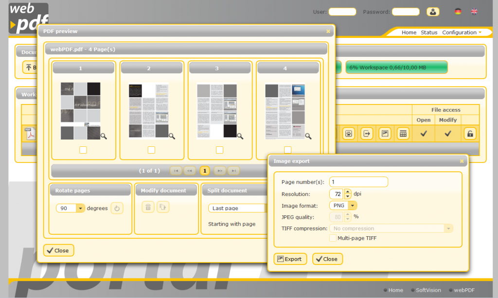 Das PDF-Portal von webPDF im Browser