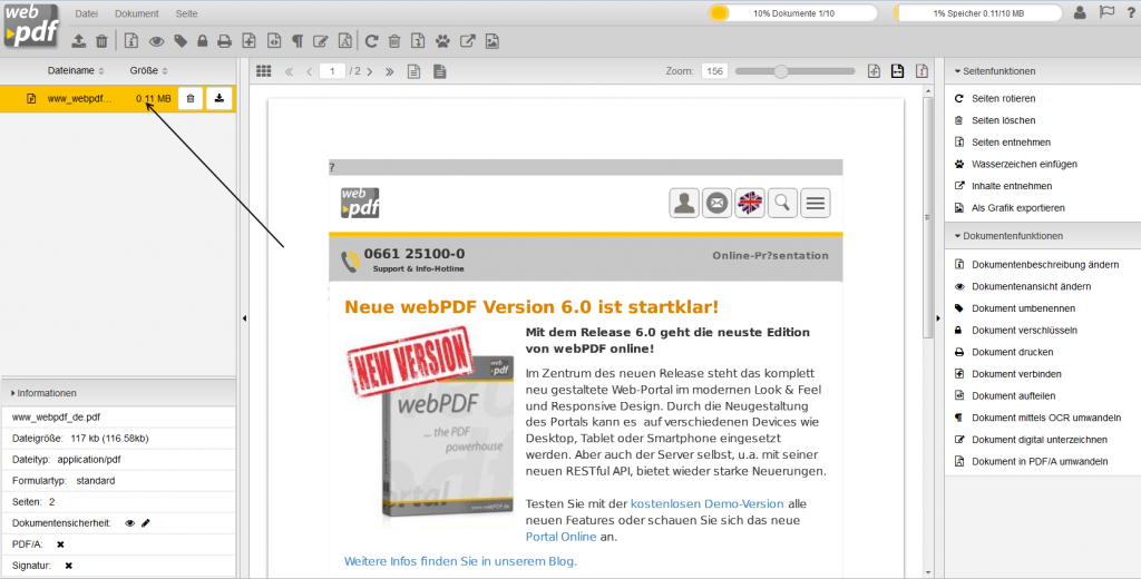 Screenshot HTML Seiten in PDF